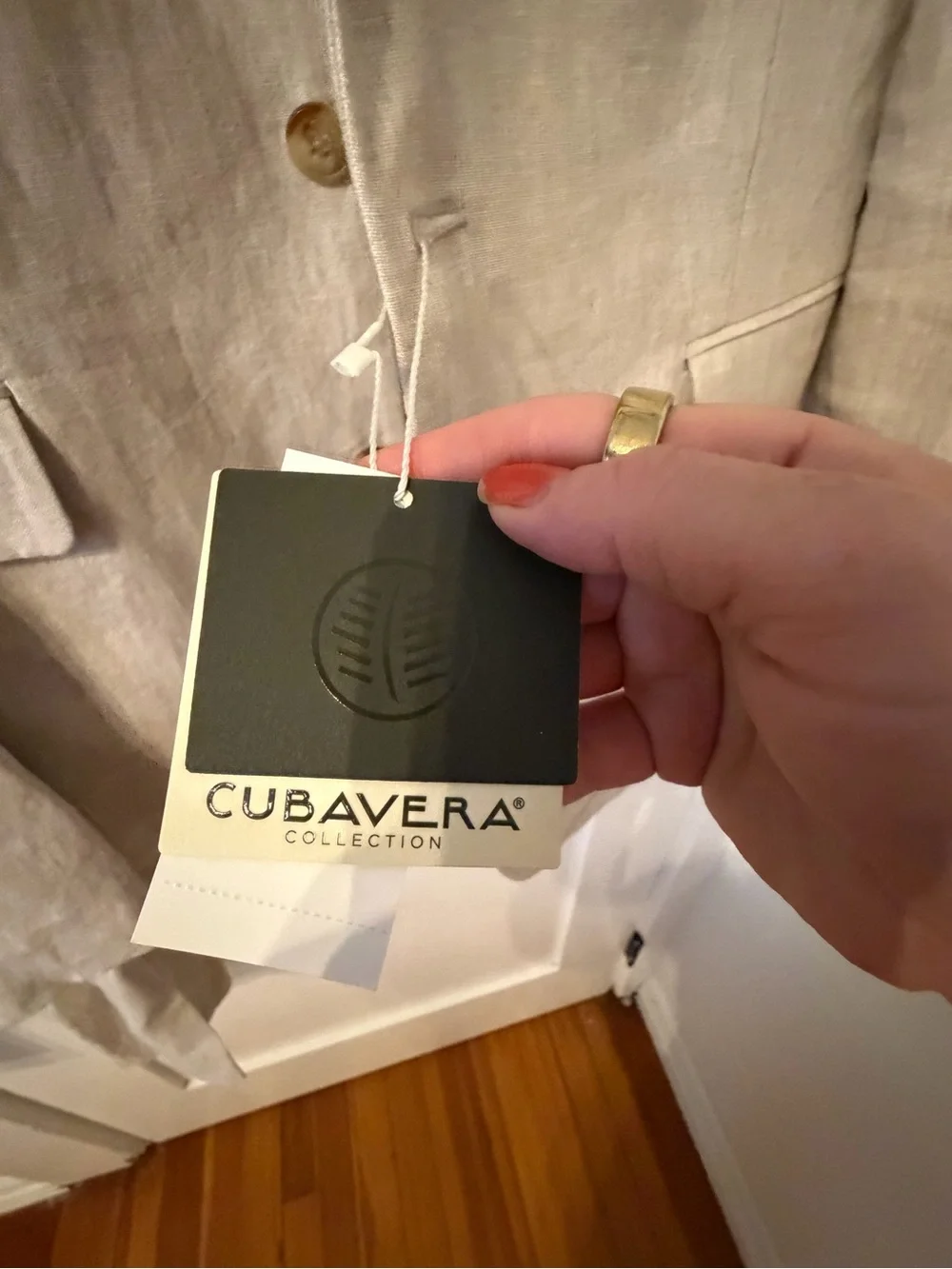 Cubavera Light Beige Linen-Blend Suit Jacket